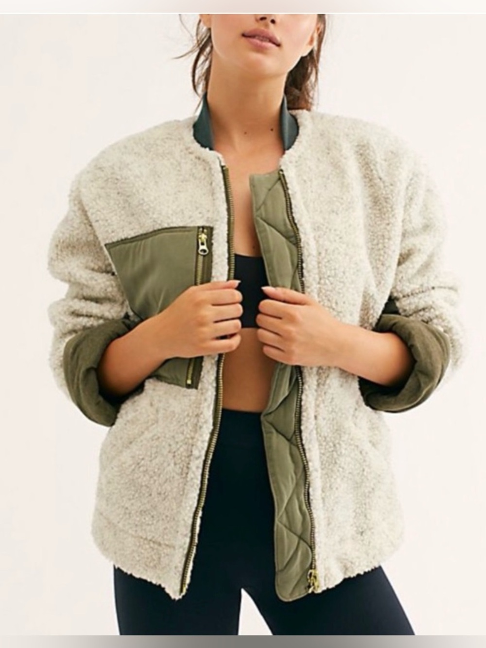 Free People “Rivington” Sherpa Jacket - Desert Combo EUC - Picture 2 of 4